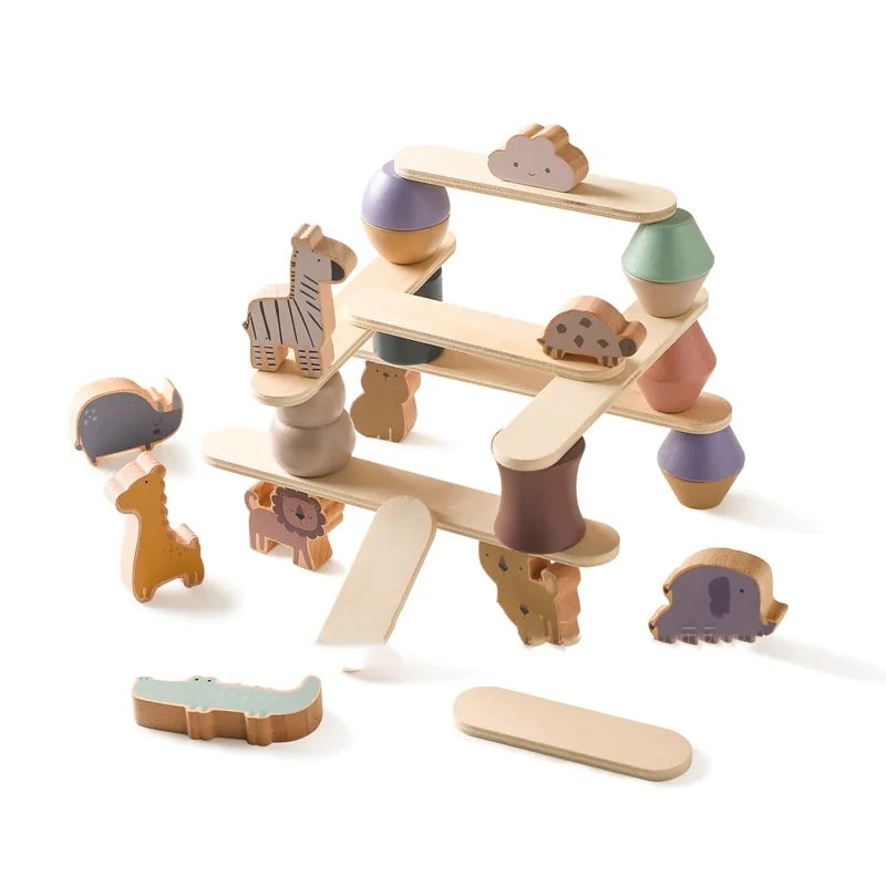 Montessori Wooden Balancing Toy - Stacking Animals