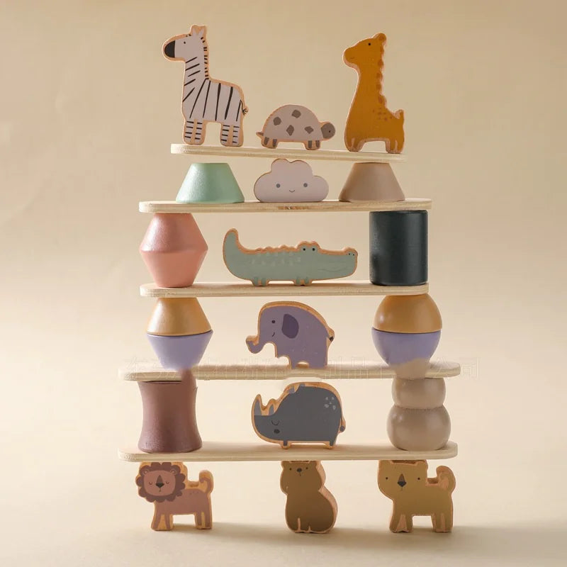 Montessori Wooden Balancing Toy - Stacking Animals