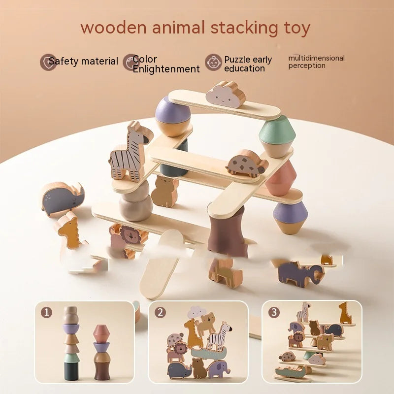 Montessori Wooden Balancing Toy - Stacking Animals