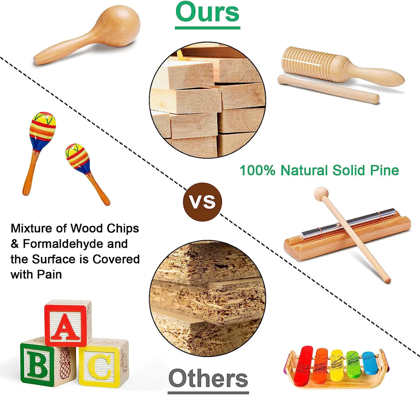 Set d'Instruments de Musique en Bois Montessori (10 Instruments)